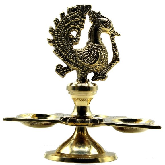Handmade Solid Brass Peacock Tabletop 3 Tealight Candle holder Centerpiece Decor - Picture 8 of 12